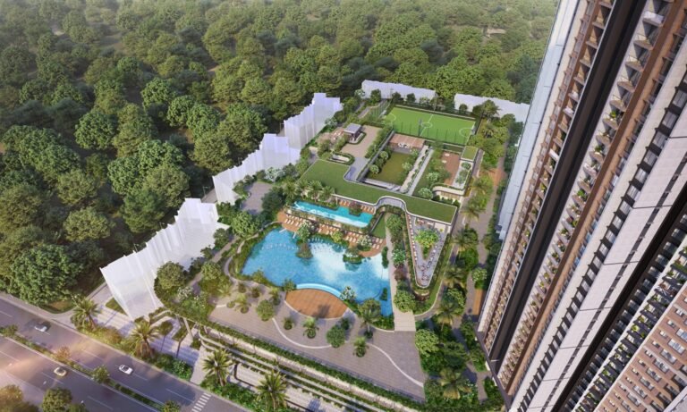 Kalpataru Estella Thane, podium and pool aerial view (artist's impression)