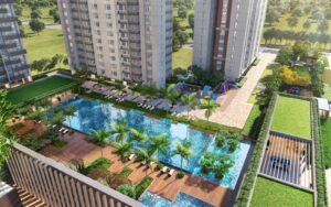 Kalpataru Eternia Thane, podium pool aerial view (artist's impression)