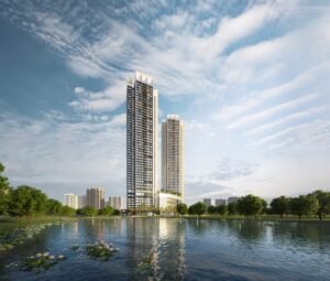 Kalpataru Primera Thane, towers from the lake (artist's impression)