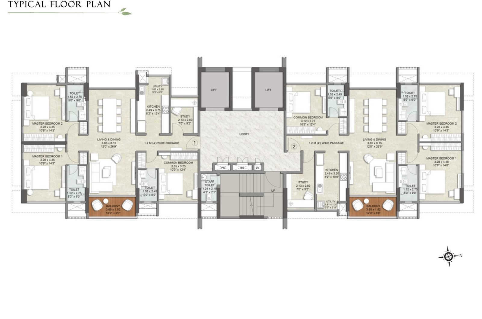Typical floor plan (2 homes per floor)