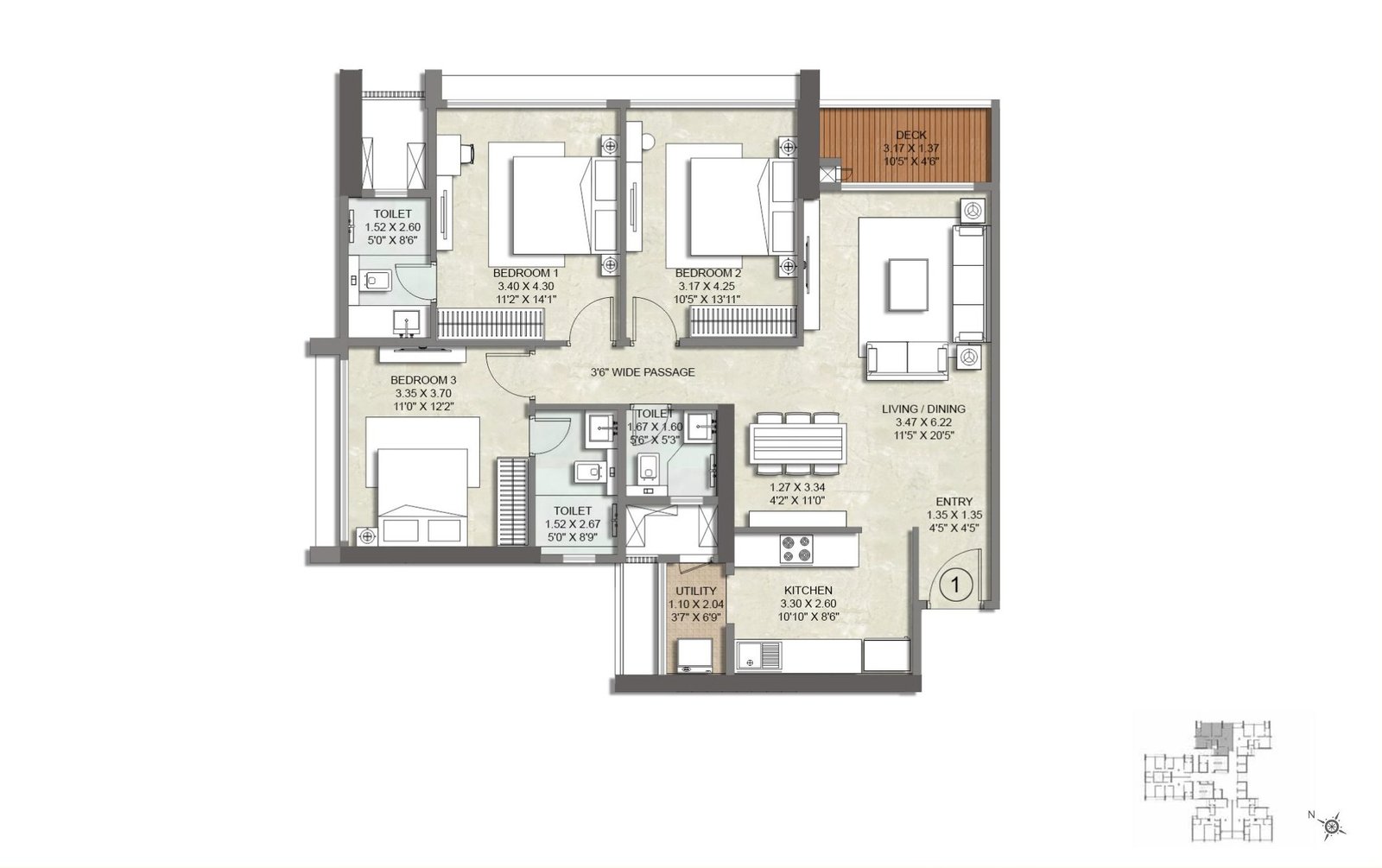 Kalpataru Vian, Lokhandwala Andheri West: 3, 4 & 4.5 BHK Homes — floor plan preview