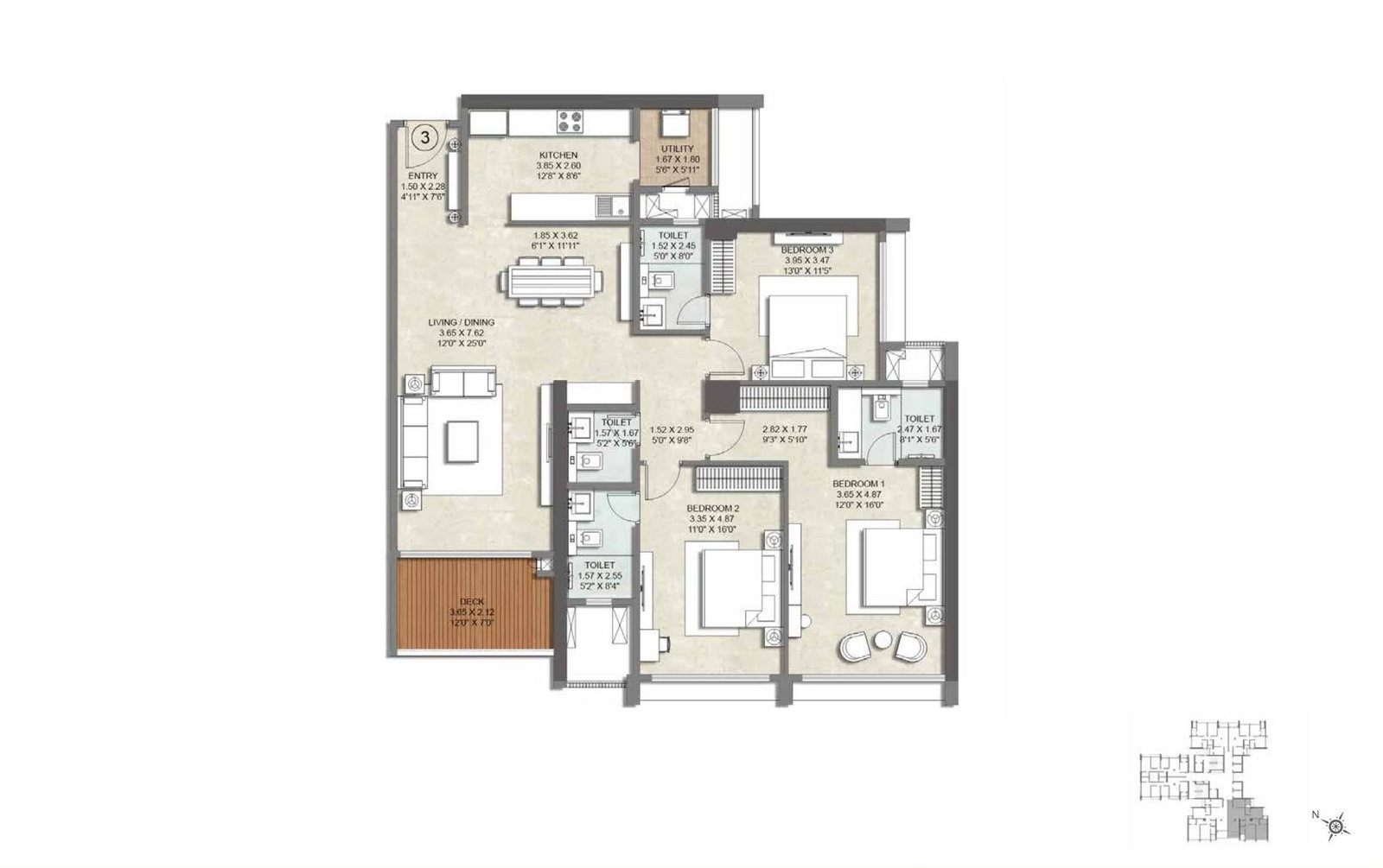 3 BHK Prestige