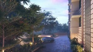Kalpataru Vivant Andheri East, internal road at night (artist's impression)