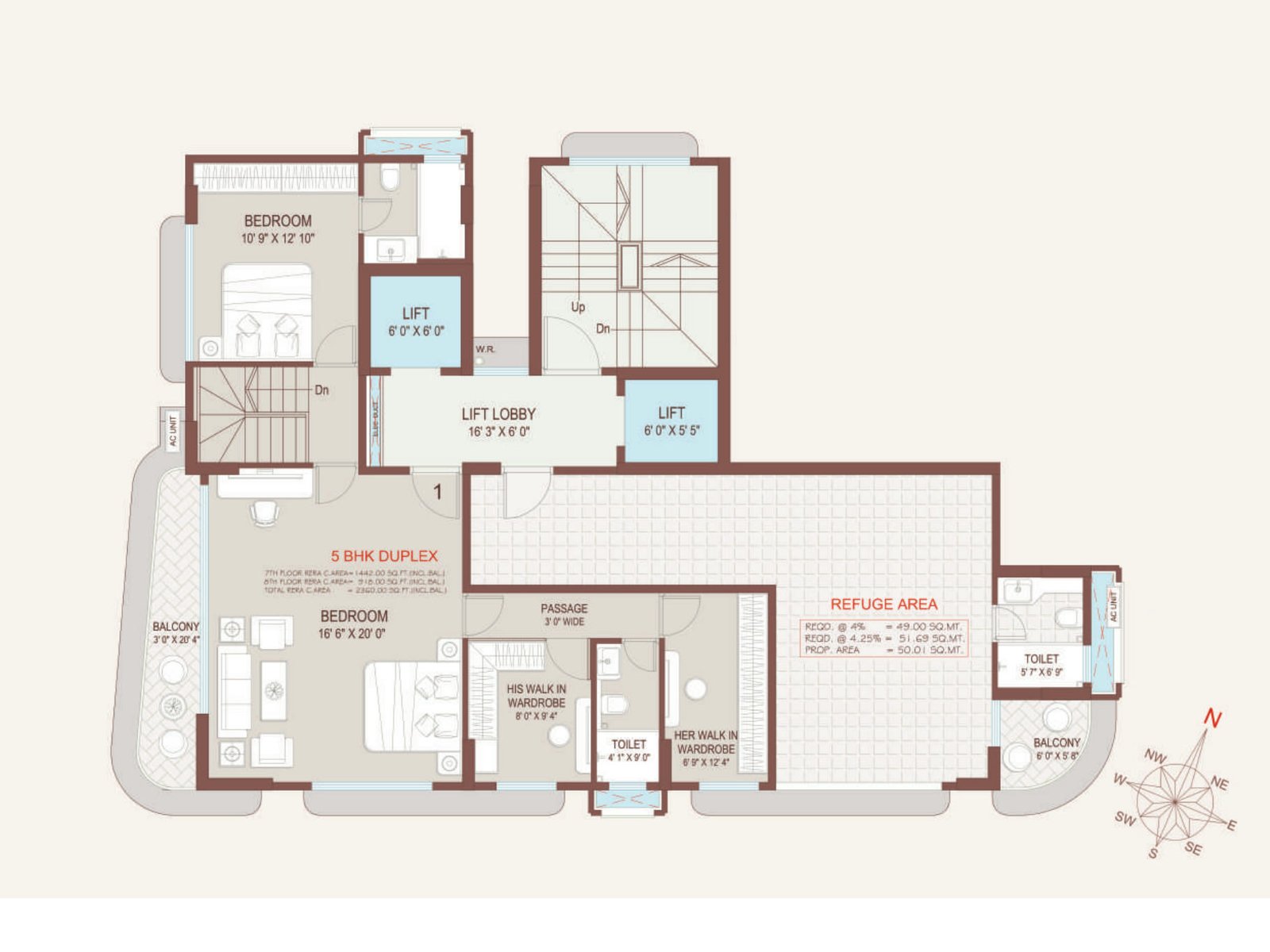 5 BHK Duplex – Upper Level (918 sq. ft.)