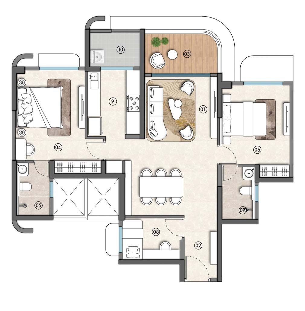 Lodha Sovrano, Jogeshwari West: 2, 2.5, 3 & 3.5 BHK Flats — floor plan preview