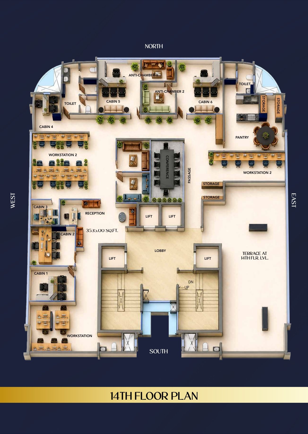 14th Floor – 3,535 sq ft with Terrace