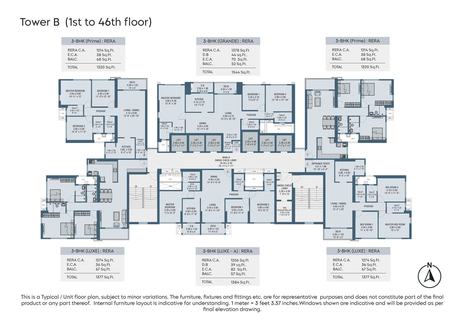 Tower B Typical Floor (3 BHK)