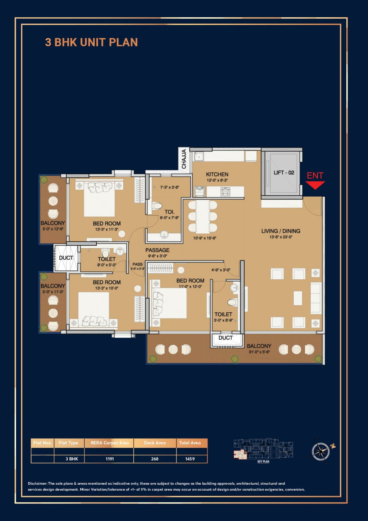 3 BHK Deck Residence (1,191 sq. ft.)