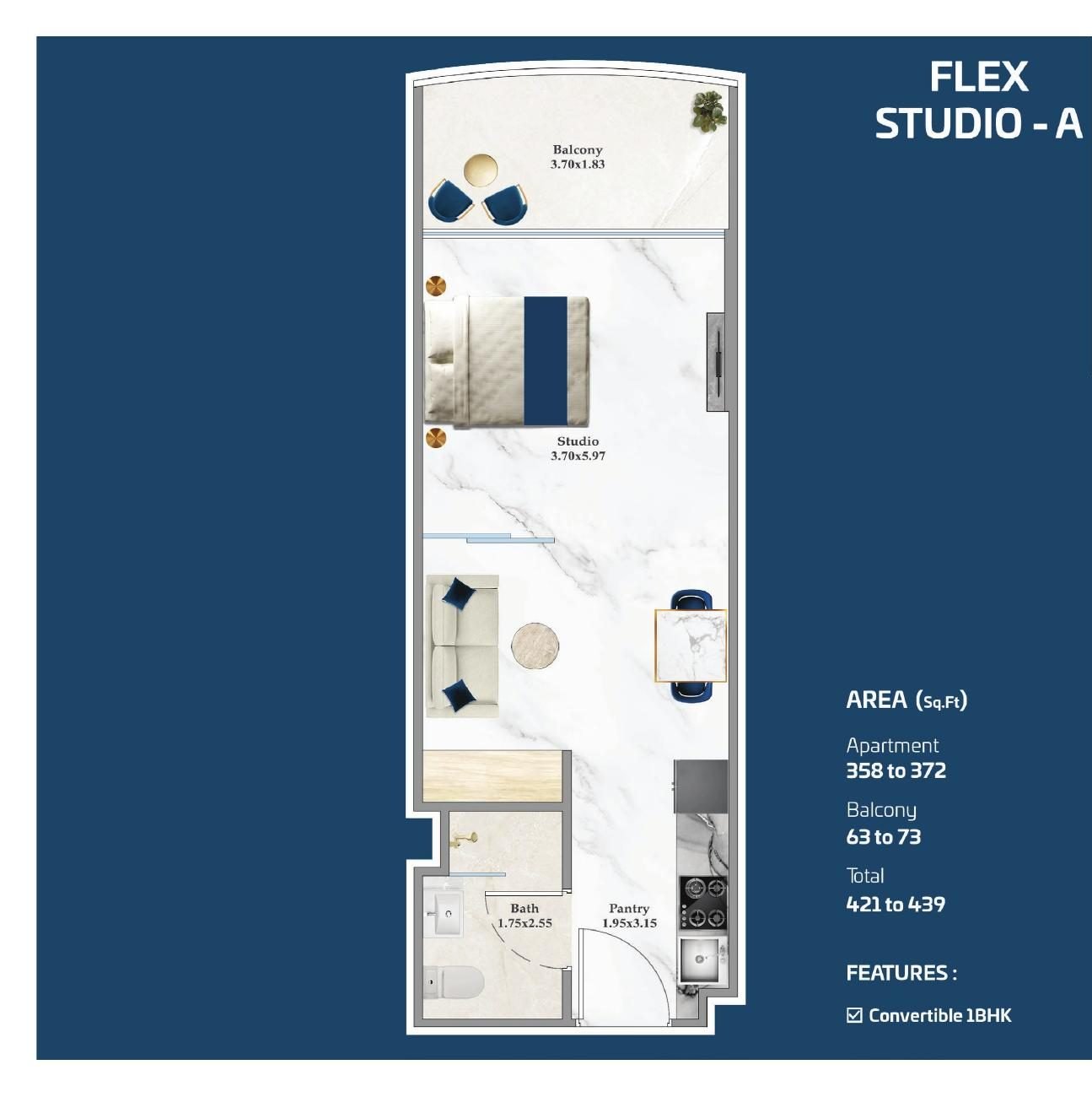 Flex Studio (convertible to 1 BHK)