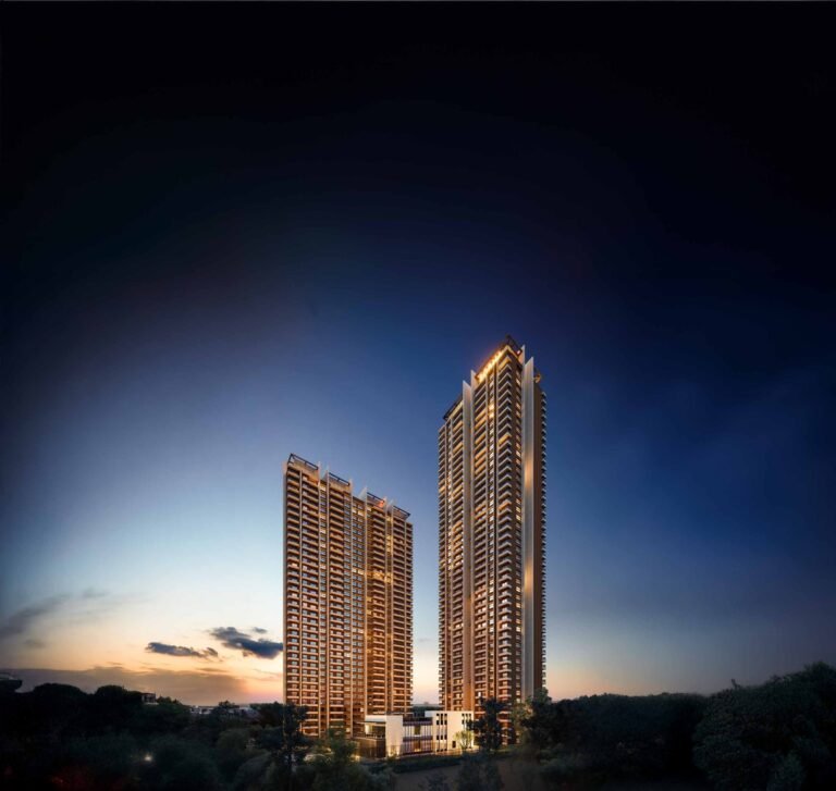 SOBHA Aurum crown-topped towers at night
