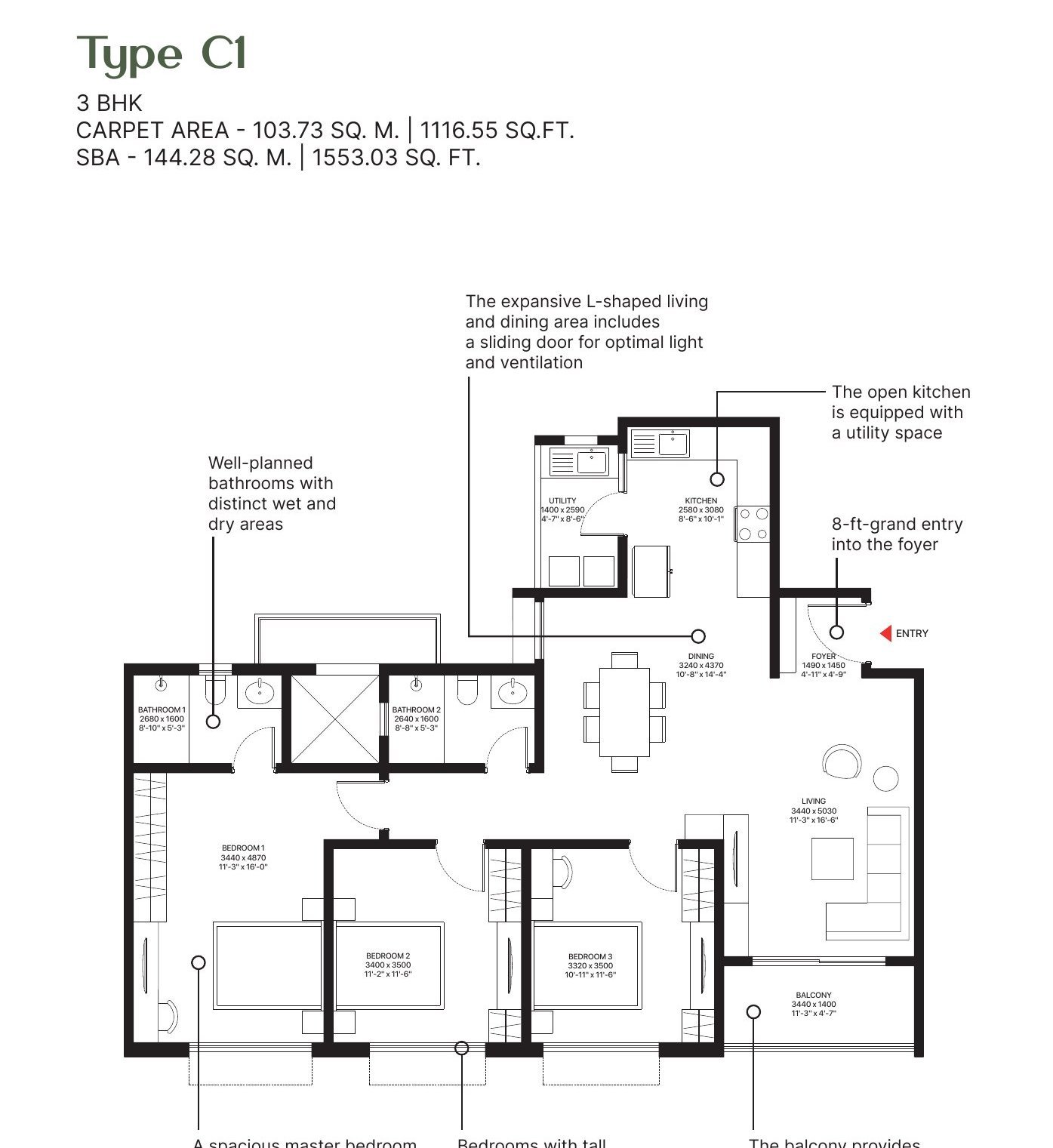 SOBHA Ayana at Dream Acres, Panathur: Luxury 3 BHK Homes — floor plan preview