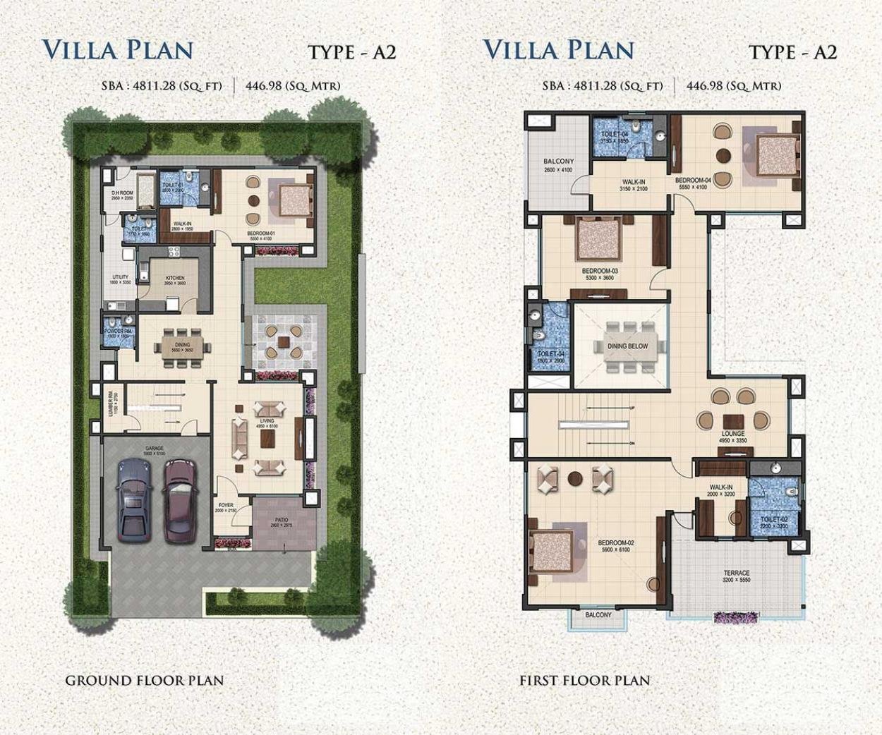 Villa Type A2, 3,530 sq ft carpet