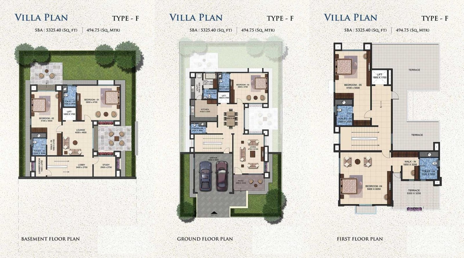 Villa Type F (with basement), 4,209 sq ft carpet