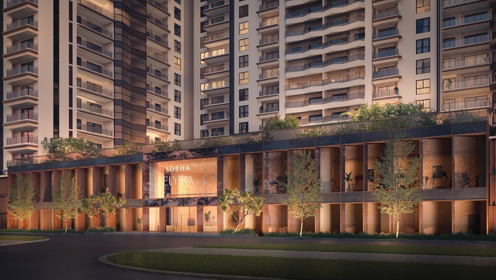 SOBHA Elysia podium and entrance