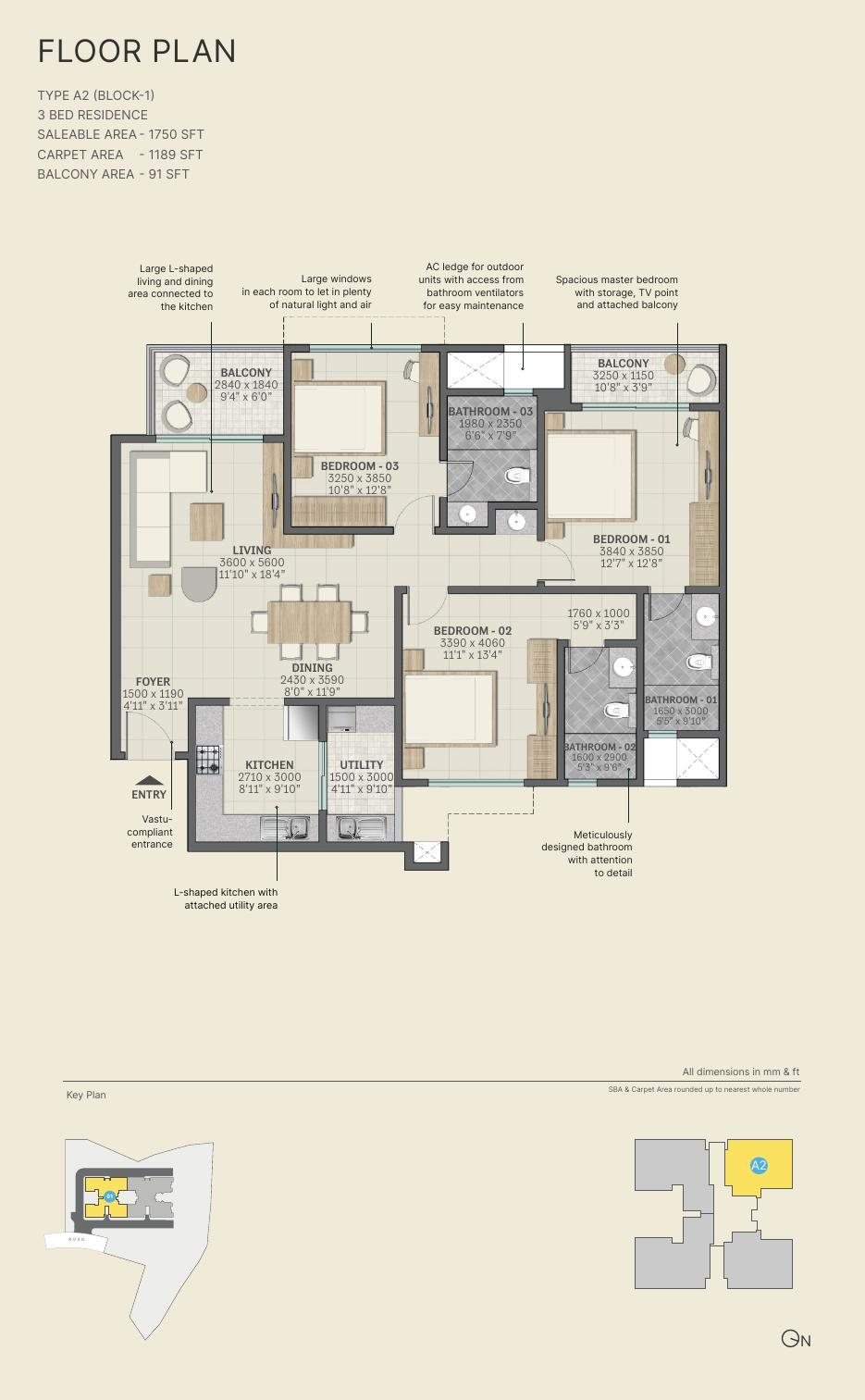 SOBHA Ridge Whispering Hill Akkulam: 3 & 4 BHK Flats in Trivandrum — floor plan preview