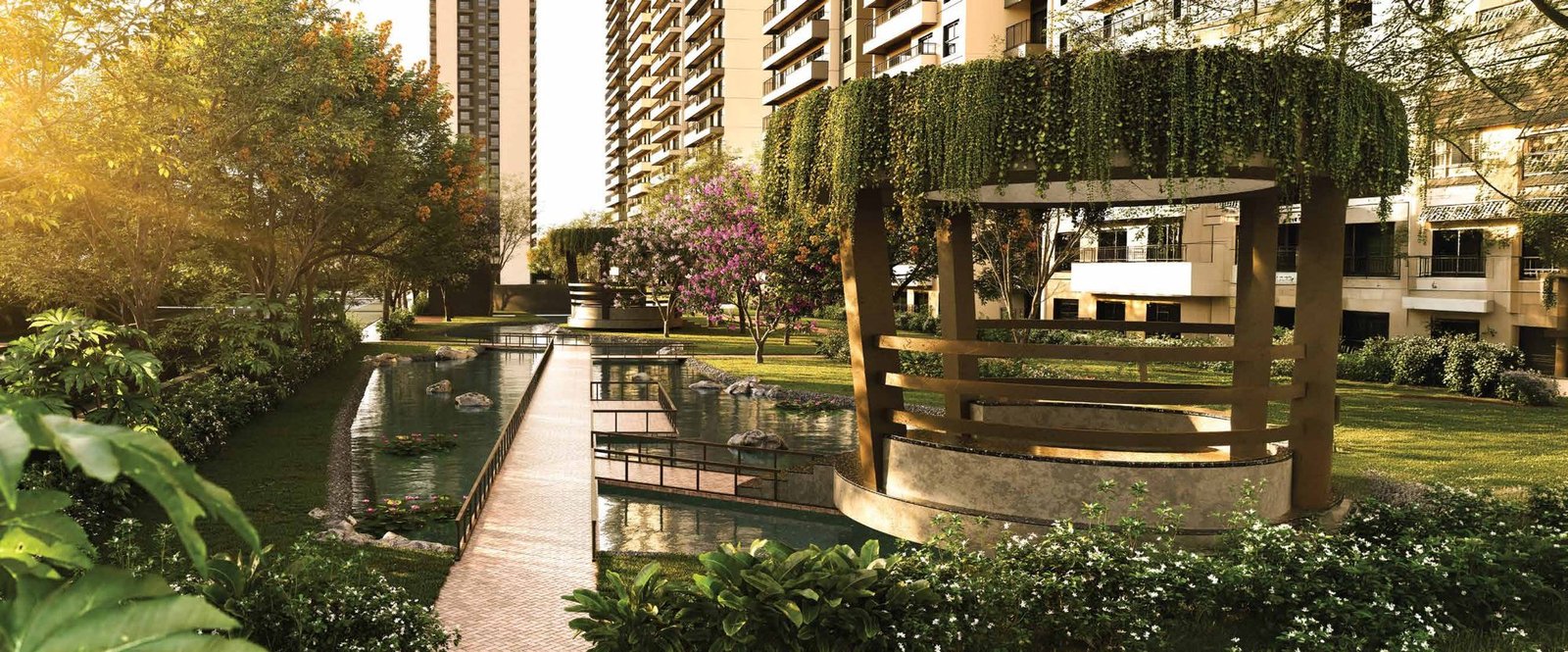 SOBHA Rivana pergola by the stream