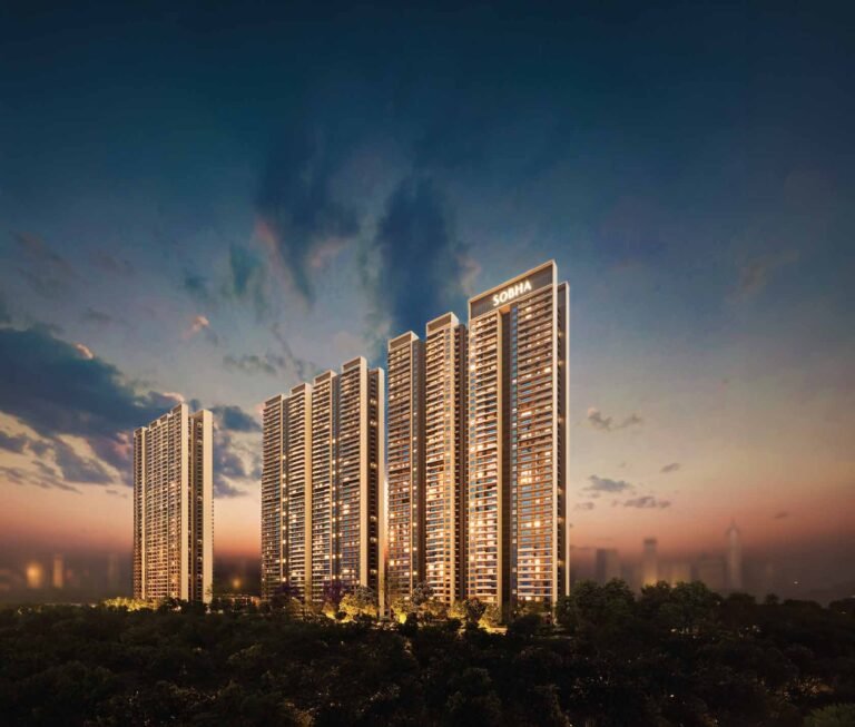SOBHA Rivana towers at dusk