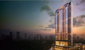 SOBHA Strada tower at dusk