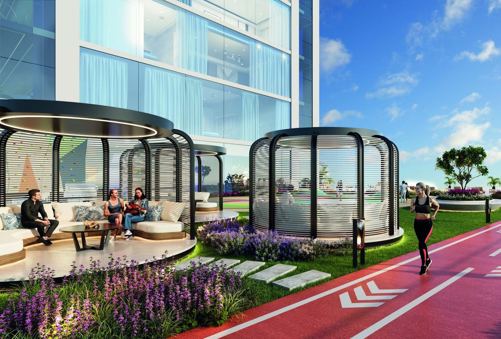 Timez by Danube cabana seating and jogging track