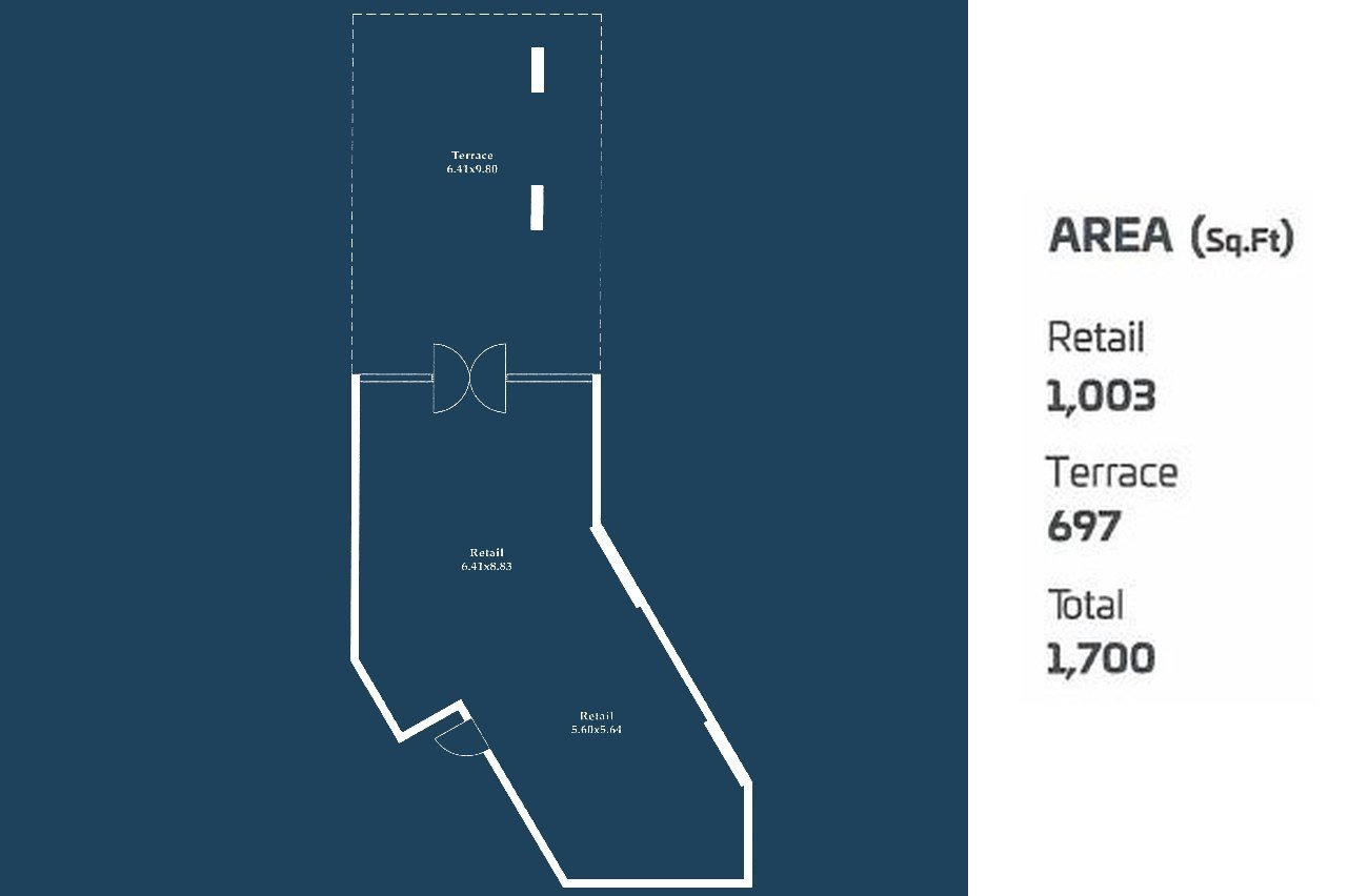 Retail Shop – 1,003 sq.ft + terrace