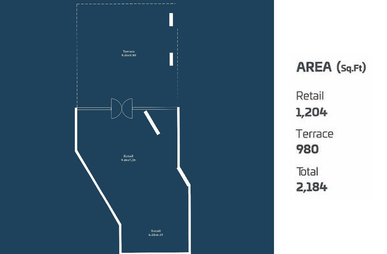 Retail Shop – 1,204 sq.ft + terrace