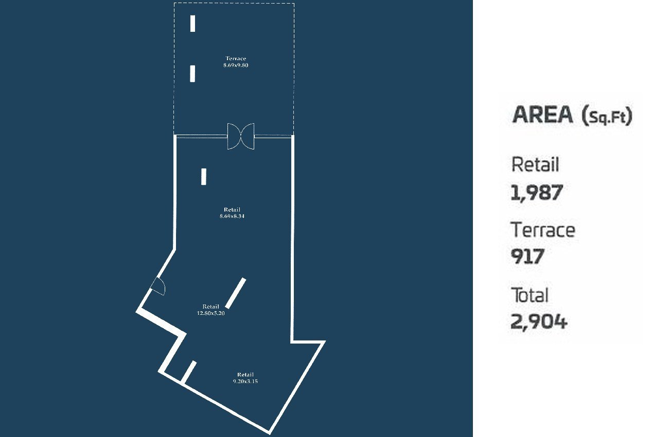 Retail Shop – 1,987 sq.ft + terrace