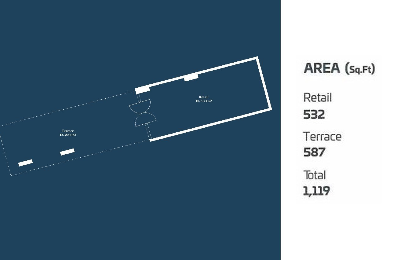 Retail Shop – 532 sq.ft + terrace