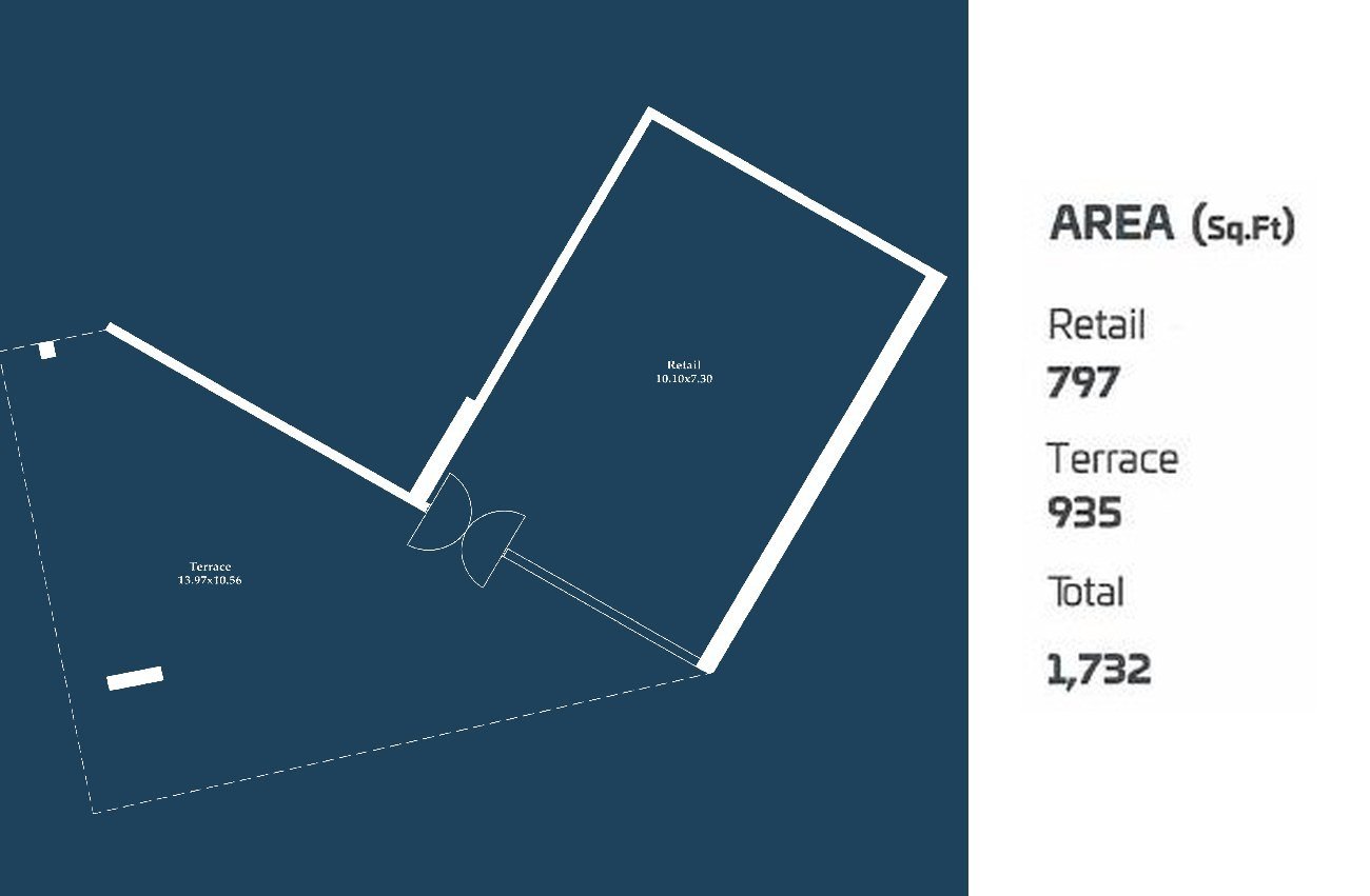 Retail Shop – 797 sq.ft + terrace