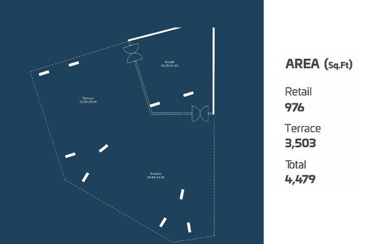 Retail Shop – 976 sq.ft + terrace