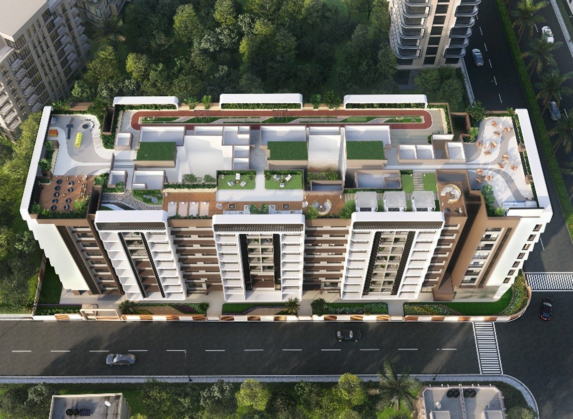 Commercial space for rent in Santacruz West – Vascon Orchids aerial view, corner plot on Linking Road